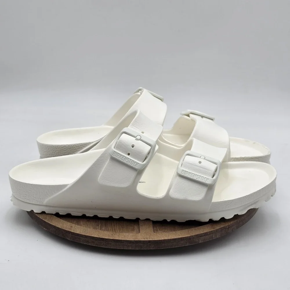 Birkenstock Arizona EVA Unisex Sandals SZ 39 L8 M6 White Double Strap Slide EUC